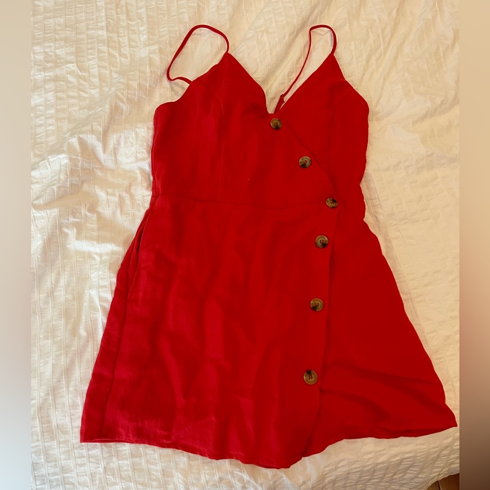 Large Red Linen-ish Dress (skort)